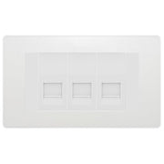 BG Evolve Pearlescent White 3 Gang IDC Secondary Telephone Socket - White Insert by British General (BG-PCDCLBTS3W)