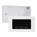BG White Moulded 3 Gang RJ11 Telephone Socket Euro Module with 32mm Back Box - Black Insert