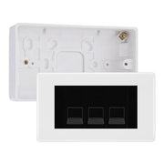 BG White Moulded 3 Gang RJ11 Telephone Socket Euro Module with 32mm Back Box - Black Insert by British General (BG-EMRJ11B-3G-32)