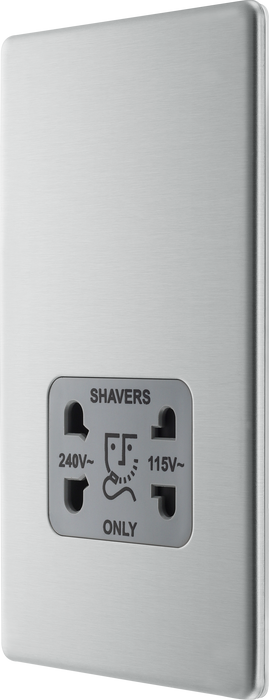 FBS20G Front - This dual voltage shaver socket from British General is suitable for use with 240V and 115V shavers and electric toothbrushes.