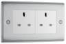 BG Electrical NBS24W Nexus Metal Brushed Steel 13A Double Unswitched Socket - White Insert by British General (BG-NBS24W-Shopify-SA_1)