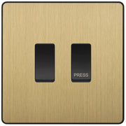 BG Evolve Satin Brass 2G Grid Switch Kit – 20A 2-Way & Retractive Press Module by British General (BG-Evolve-SB-2G-1x2Way-1xPress)