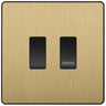 BG Evolve Satin Brass 2G Grid Switch Kit – 20A 2-Way & Retractive Press Module by British General (BG-Evolve-SB-2G-1x2Way-1xPress)