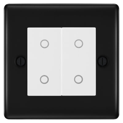 BG Nexus Matt Black Double Secondary Touch Dimmer Switch - White Insert by British General (BG-EMTDSW+NFBEMS2)