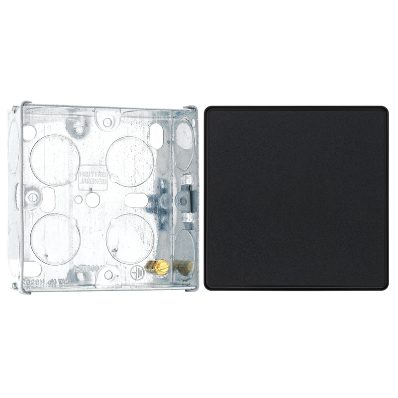 BG Evolve Matt Black Intermediate Edge to Edge Rocker Switch PCDMB13EB with 25mm Steel Back Box