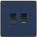 BG Evolve Matt Blue 2G Grid Switch Kit – 20A 2-Way & Retractive Press Module