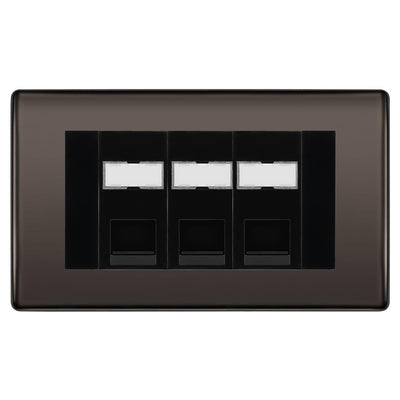 BG Nexus Black Nickel 3 Gang RJ45 Cat5e Data Socket Black Inserts by British General (BG-NBNRJ453C5EB)