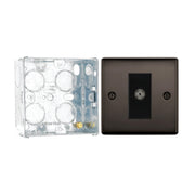 BG Nexus Black Nickel 1 Gang Isolated Co-Axial Socket NBN62 with 35mm Steel Back Box