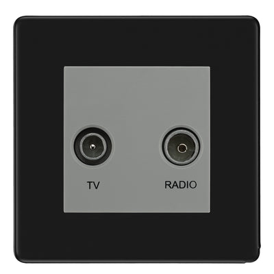 BG Screwless Matt Black TV & FM Socket FFB66G by BG Nexus (BG-FFB66G)