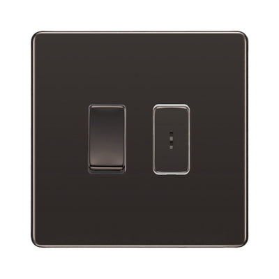 BG Screwless Black Nickel 2 Gang 20 Amp Key Switch with 20 Amp Double Pole Switch by British General (BG-SCL-BN-2G-1x-KS-1x-DP)