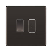 BG Screwless Black Nickel 2 Gang 20 Amp Key Switch with 20 Amp Double Pole Switch by British General (BG-SCL-BN-2G-1x-KS-1x-DP)