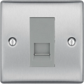 BG Nexus Brushed Steel Single Master Telephone Socket – Grey Insert