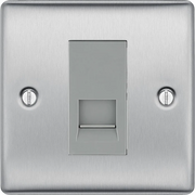 BG Nexus Brushed Steel Single Master Telephone Socket – Grey Insert by British General (BG-NBSBTM1G)