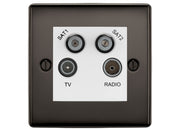 BG Nexus Black Nickel TV/FM/2x SAT Quadplex Socket – White Insert by British General (BG-NBNTVFMSAT2W)