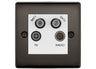 BG Nexus Black Nickel TV/FM/2x SAT Quadplex Socket – White Insert by British General (BG-NBNTVFMSAT2W)