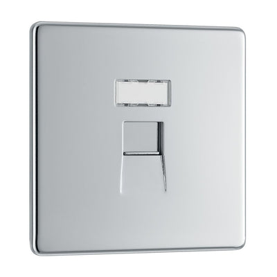 BG Screwless Polished Chrome RJ45 Single Data Outlet FPCRJ451 with 35mm Steel Back Box