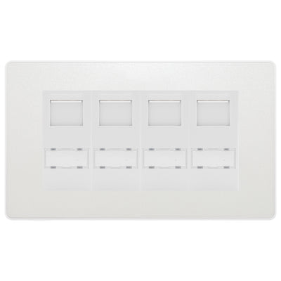 BG Evolve Pearlescent White 4 Gang RJ45 Cat6 Data Socket White Inserts