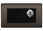 BG Nexus Black Nickel 13A Double Pole Key Controlled Socket – Black Inserts by British General (BG-NBNKYSWSB)