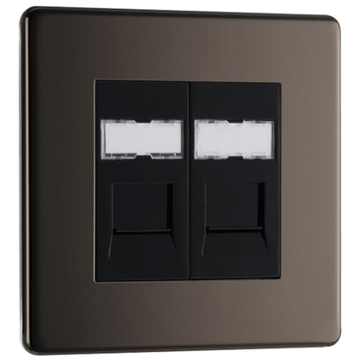 BG FBNRJ452 Nexus Screwless Flat-Plate Double RJ45 Data Outlet Black Nickel by British General (BG-FBNRJ452-Shopify-SA_1)