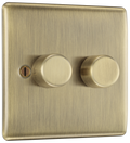 BG NAB82 Antique Brass Trailing Edge Double Dimmer Switch 2 Gang 2 Way LED