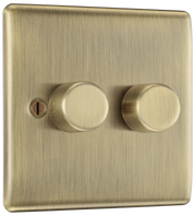 BG NAB82 Antique Brass Trailing Edge Double Dimmer Switch 2 Gang 2 Way LED by British General (BG-NAB82-Shopify-SA_1)