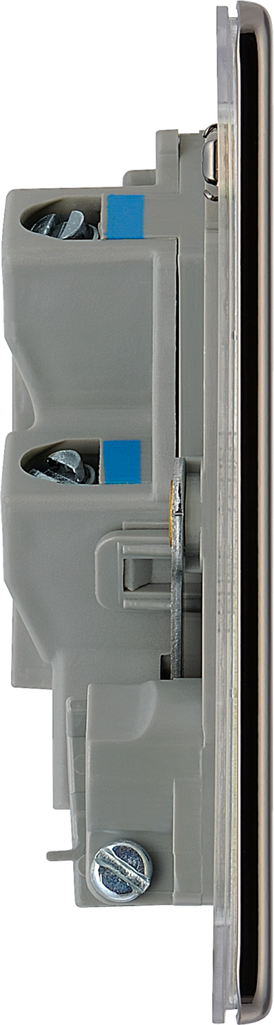  FBN55 Side - This 13A fused and unswitched connection unit from British General provides an outlet from the mains containing the fuse ideal for spur circuits and hardwired appliances. The backplate has an optional flex outlet with removable blanking piece at the lower edge. 