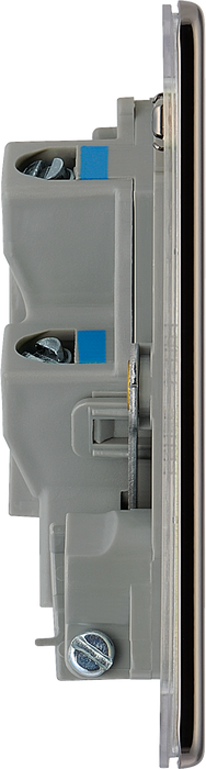  FBN55 Side - This 13A fused and unswitched connection unit from British General provides an outlet from the mains containing the fuse ideal for spur circuits and hardwired appliances. The backplate has an optional flex outlet with removable blanking piece at the lower edge. 