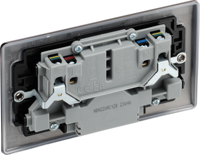 BG NBN22UAC12B Black Nickel Double Socket with USB 12W Type A & Type C USB by British General (BG-NBN22UAC12B-1)