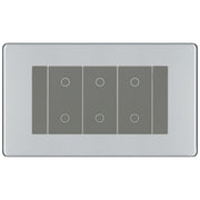 BG Nexus Screwless Polished Chrome Triple Secondary Touch Dimmer Switch - Grey Insert by British General (BG-EMTDSG+FPCEMR4)