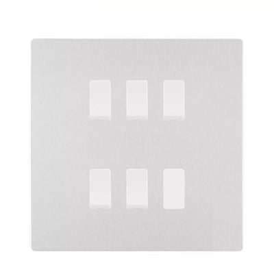 BG Evolve Brushed Steel 5 Gang Custom Grid Light Switch by British General (BG-Evolve-BS-5G-CUSTOM-LIGHT-SWITCH)