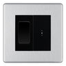 BG Screwless Brushed Steel 2 Way Single Pole Key Switch with 2 Way Single Pole Switch, Key Included - Black Insert
