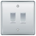 BG Polished Chrome 2 Gang Engraved Custom Labelled Appliance Grid Switch