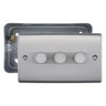 BG Nexus Brushed Steel 200W 2-Way 3 Gang Trailing Edge Push Dimmer & Surface Pattress Back Box by British General (BG-NBS83+MC502)
