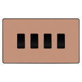 BG Evolve Polished Copper 4 Gang Intermediate Custom Grid Light Switch