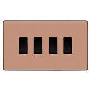 BG Evolve Polished Copper 4 Gang Intermediate Custom Grid Light Switch by British General (BG-Evolve-PC-4G-CUSTOM-4x INT SWITCH)