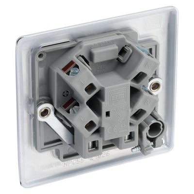 BG Nexus Metal Polished Chrome 13A Unswitched Spur + Cable Outlet NPC55 with 25mm Steel Back Box