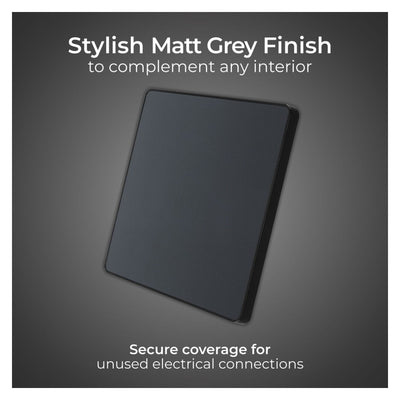 BG Evolve Matt Grey Single Blank Plate PCDMG94B with 35mm Steel Back Box