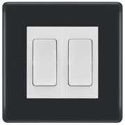 BG Part M 2 Gang 20AX 2 Way Light Switch Graphite - White Insert
