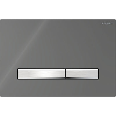 Geberit Sigma50 Square Dual Flush Plate - Smoked Glass & Chrome - 115.788.SD.2