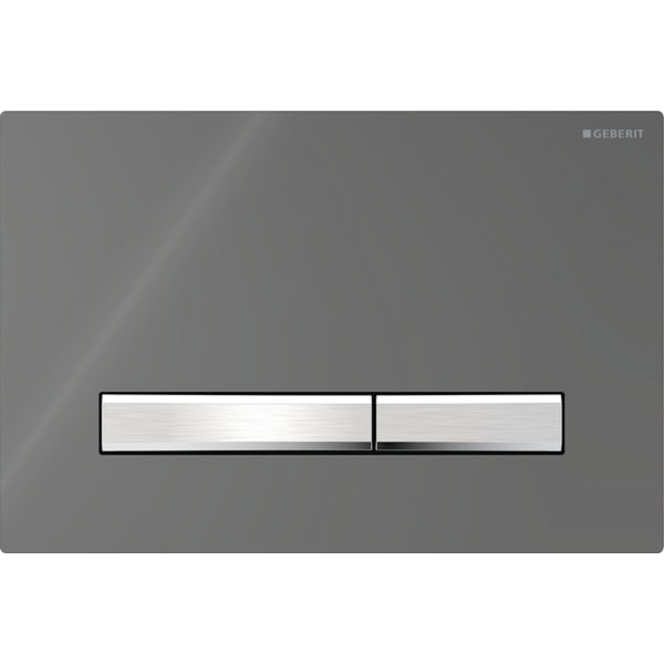 Geberit Sigma50 Square Dual Flush Plate - Smoked Glass & Chrome - 115.788.SD.2