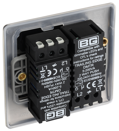 BG NAB82 Antique Brass Trailing Edge Double Dimmer Switch 2 Gang 2 Way LED