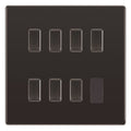 BG Black Nickel Screwless 7 Gang 2 Way Custom Grid Light Switch with Back Box Included