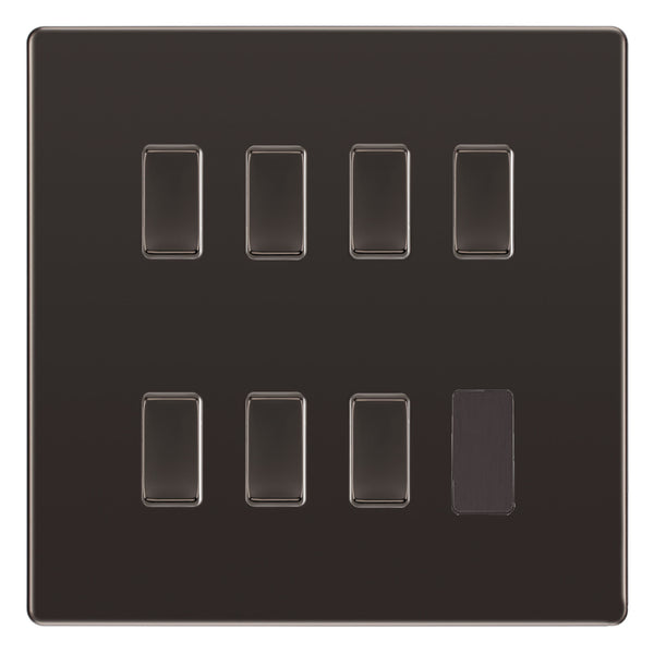 BG Black Nickel Screwless Flat Plate 7 Gang Light Switch Custom Switch