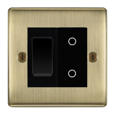 BG Antique Brass 2 Gang Custom Switch 1x 2 Way Switch 1x Secondary Touch Dimmer Black Inserts by British General (BG-Nexus-AB-2G-1x 2-Way Switch-1x STD-BI)