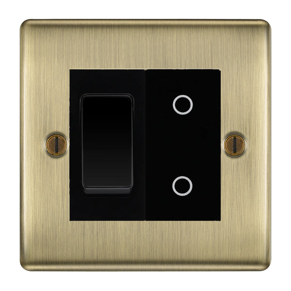 BG Antique Brass 2 Gang Custom Switch 1x 2 Way Switch 1x Secondary Touch Dimmer Black Inserts