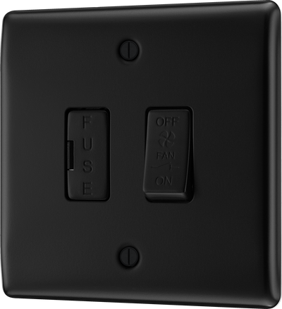 BG NFB15F Nexus Metal Matt Black 10 Amp 3 Pole Fused Fan Isolators Switch
