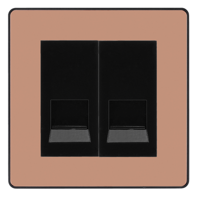 BG Evolve Polished Copper Double Master Telephone Socket, Screw Terminal - Black Insert by British General (BG-PCDCPBTMS2B)