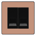 BG Evolve Polished Copper Double Master Telephone Socket, Screw Terminal - Black Insert