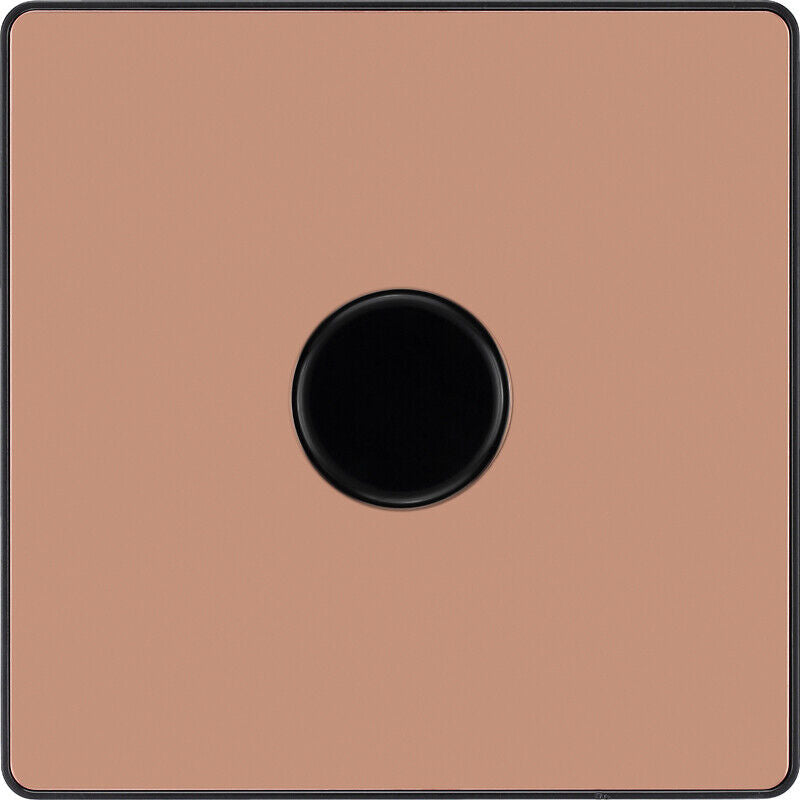 BG Evolve PCDCP81B Polished Copper 1 Gang 200W Intelligent Trailing Edge Dimmer Switch - Black Insert