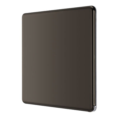 BG Screwless Black Nickel  Single Blank Plate FBN94 with 25mm Steel Back Box